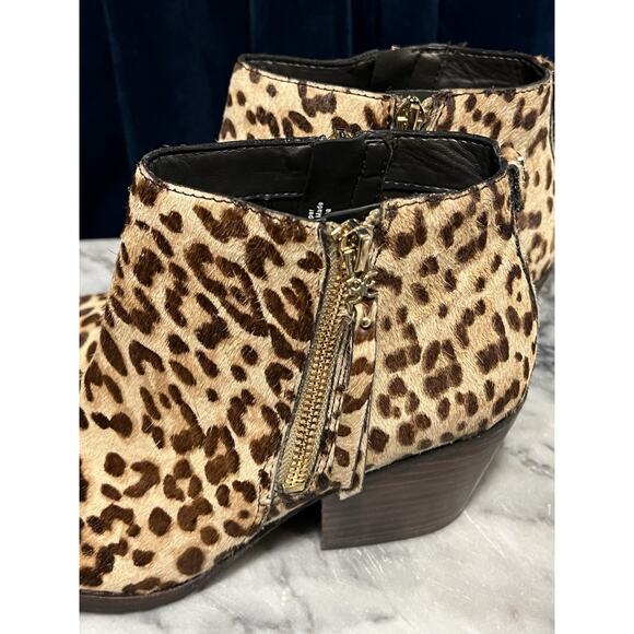 Sam Edelman WALDEN Leopard Print Calf Hair Double Zip Ankle Booties 6.5 - Picture 7 of 10